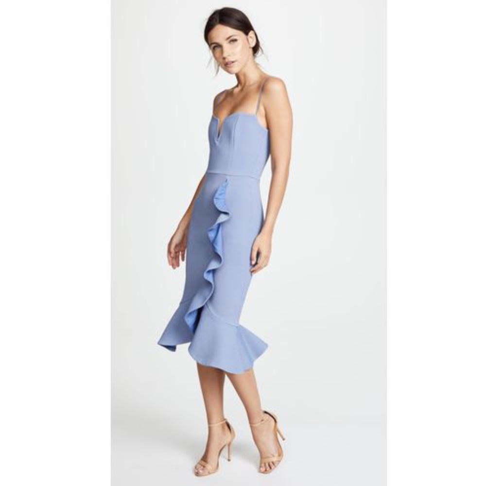 Nicholas Blue Bandage Frill Wrap Dress - size 6